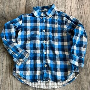 Gap Kids Blue and White plaid lined button down shirt, size 5